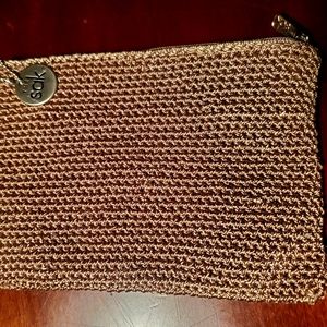 The Sak Crochet Small Tan Pouch Clutch